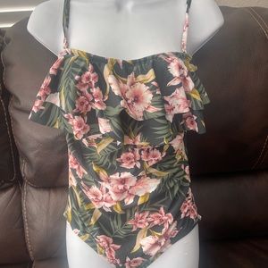 Floral tropical one piece swimsuit